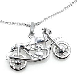 Kinderschmuck Halskette Motorrad mit Kette in Silber
