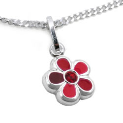 Kinderschmuck Anhnger rot Blume mit Stein