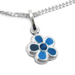 Kinderschmuck Anhnger blau Blume mit Stein