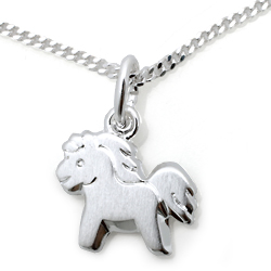 Kinderschmuck Halskette süßes Pferd mit Kette Silber
