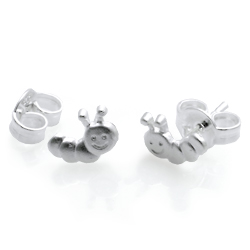 Kinderohrstecker Raupen Silber