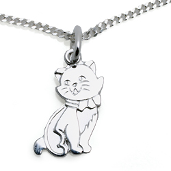 Kinderschmuck Halskette Katze mit Kette Silber