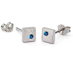 Kinderschmuck Ohrstecker Quadrat Zirkonia blau