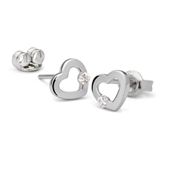 Kinderschmuck Ohrstecker Herz Zirkonia weiss