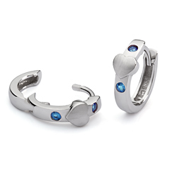 Schmuck Klappcreolen Herz Zirkonia blau Silber