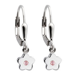Kinderschmuck Ohrringe Blume Zirkonia rosa