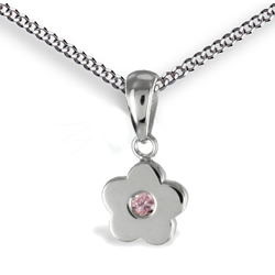 Kettenanhnger Blume Zirkonia rosa mit Kette Silber