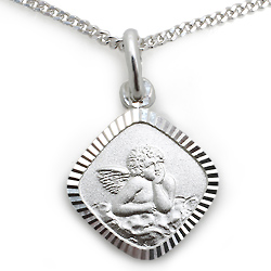 Halskette Schutzengel eckig mit Kette Silber