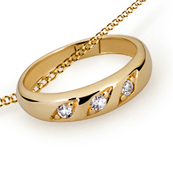 Taufring mit Kette 3 Zirkonia-Steine wei 333er Gold