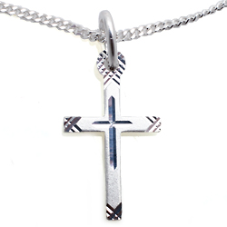 Kinderschmuck Halskette Kreuz einfach mit Kette Silber