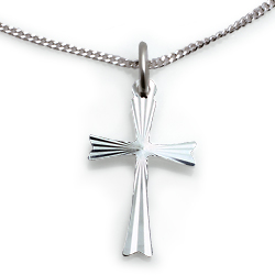 Kinderschmuck Halskette Kreuz geriffelt mit Kette Silber