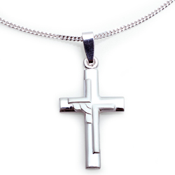 KinderschmuckHalskette Kreuz matt/poliert mit Kette Silber