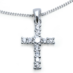 KinderschmuckHalskette Kreuz 9 Zirkonia mit Kette Silber