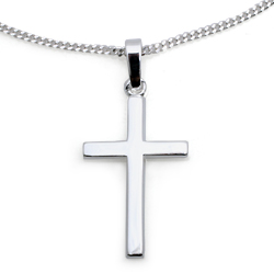 KinderschmuckHalskette glänzendes Kreuz mit Kette Silber