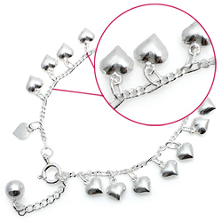 Kinderschmuck Bettelarmband kleine Herze Silber