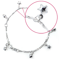 Kinderschmuck Bettelarmband Herzen/Sterne Silber