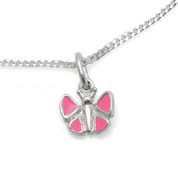 Kinderschmuck Anhnger rosa Schmetterling mit Kette Silber