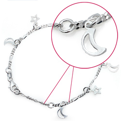 Kinderschmuck Bettelarmband Mond/Stern Silber