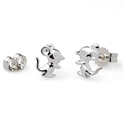 Kinder Ohrstecker Maus Silber