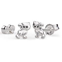 Kinder Ohrstecker niedliche Katzen Silber