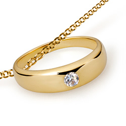 Taufring Zirkonia wei 333er Gold mit Kette