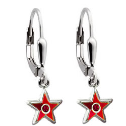 Ohrringe fr Kinder Stern rot Silber