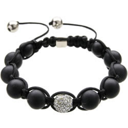 Shamballa Armband Glasperlen schwarz/kristall