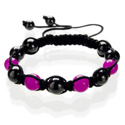 Shamballa Armband Hmatit, Glasperlen pink/graphit