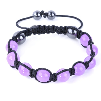 Shamballa Armband Glasperlen Hmatit flieder-rosa