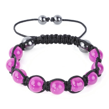 Shamballa Armband Glasperlen Hmatit pink