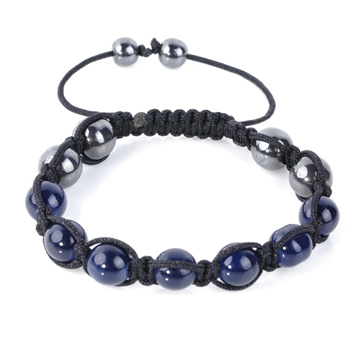 Shamballa Armband Glasperlen Hmatit dunkelblau