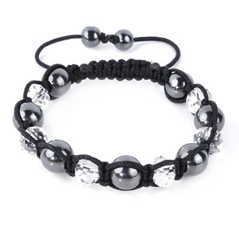 Shamballa Armband Glasperlen Hmatit graphit/kristall