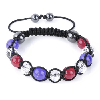 Shamballa Armband Glasperlen rot/lila/kristall