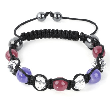 Shamballa Armband Hmatit Glasperlen kristall/lila/rot