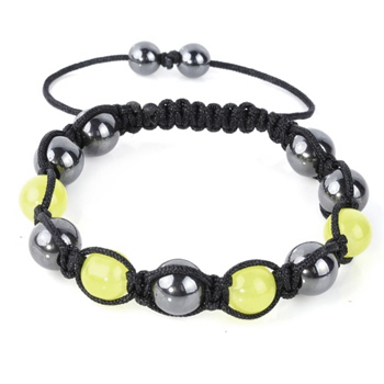 Shamballa Armband Glasperlen Hmatit gelb/graphit