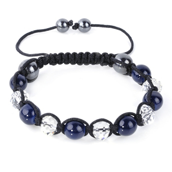 Shamballa Armband Glasperlen Hmatit kristall/dunkelblau