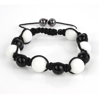 Shamballa Armband Glasperlen wei/schwarz