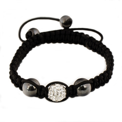 Shamballa Armband Hmatit, Glasperle grau/kristall