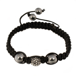 Shamballa Armband Hmatit, Glasperle grau/silber