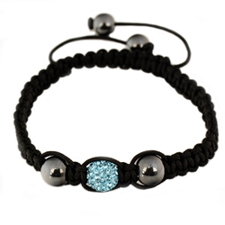 Shamballa Armband Hmatit, Glasperle grau/hellblau