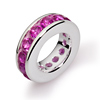Taufring mit Kette 14 Zirkonia-Steine pink Silber