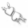 925er Silber Anh�nger Doppelherz mit Pfeil und Kette