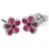 Kinderschmuck Ohrstecker pinke Blume mit Stein