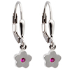 Kinderschmuck Ohrringe Blume Zirkonia rubin