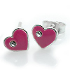 Kinderschmuck Ohrstecker Herz Stein pink Silber