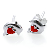 Kinderschmuck Ohrstecker Delfin/Herz Silber
