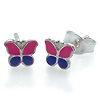 Kinderschmuck Ohrstecker Schmetterling pink/lila Silber