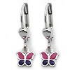 Kinderschmuck Ohrringe Schmetterling lila/pink Silber