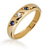Taufring mit Kette 3 Zirkonia-Steine blau und wei� 333er Gold