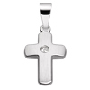 Anh�nger Kreuz matt poliert mit Zirkonia und Kette Silber